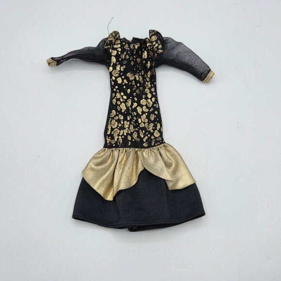 Barbie Black & Gold Dressy Gown By Lucky Inc. Vintage Elegant Design With Gold A - Picture 2 of 6
